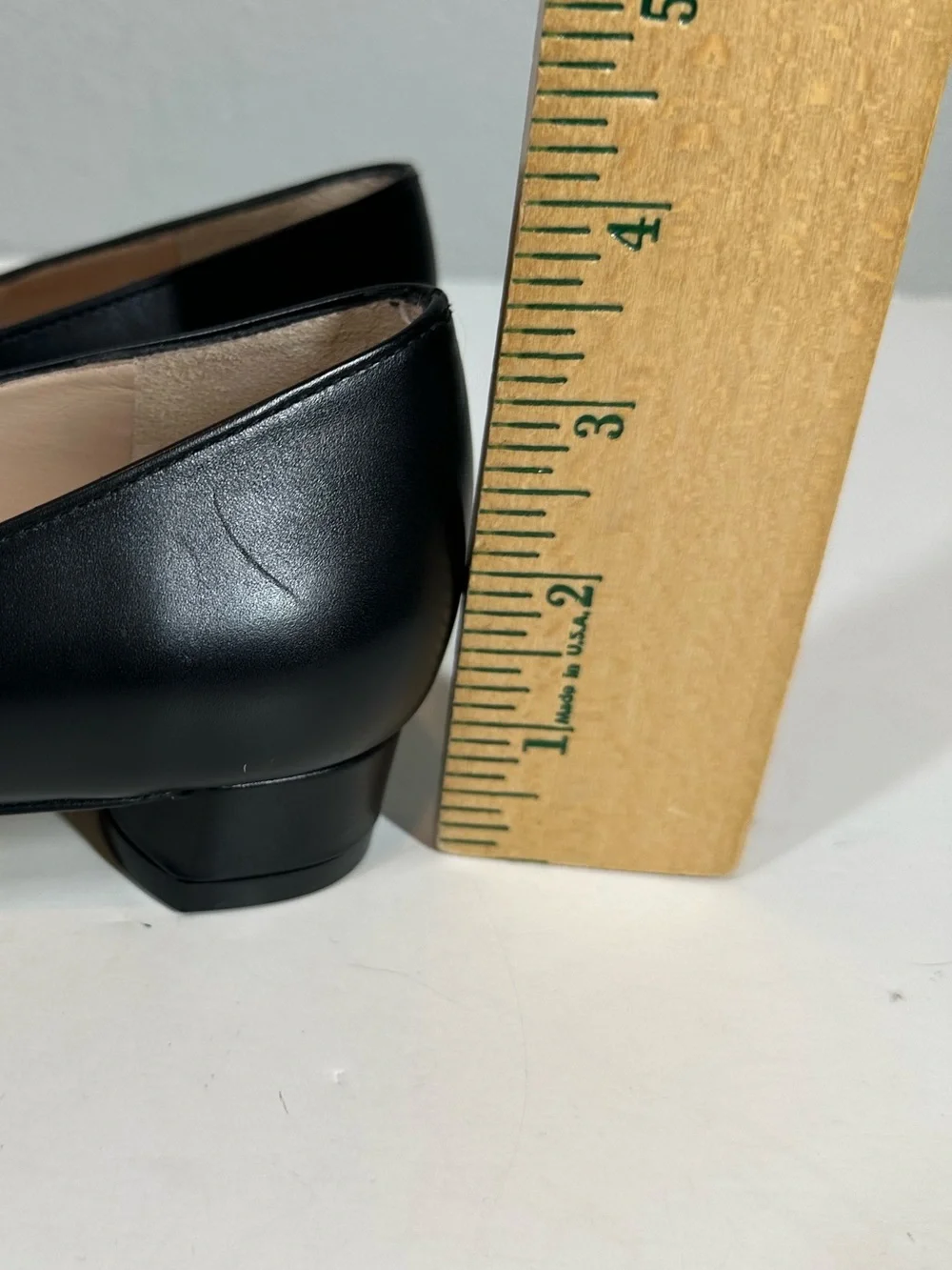 Stuart Weitzman 6.5 Anicia Black Leather Flats with Gold Buckle Accent